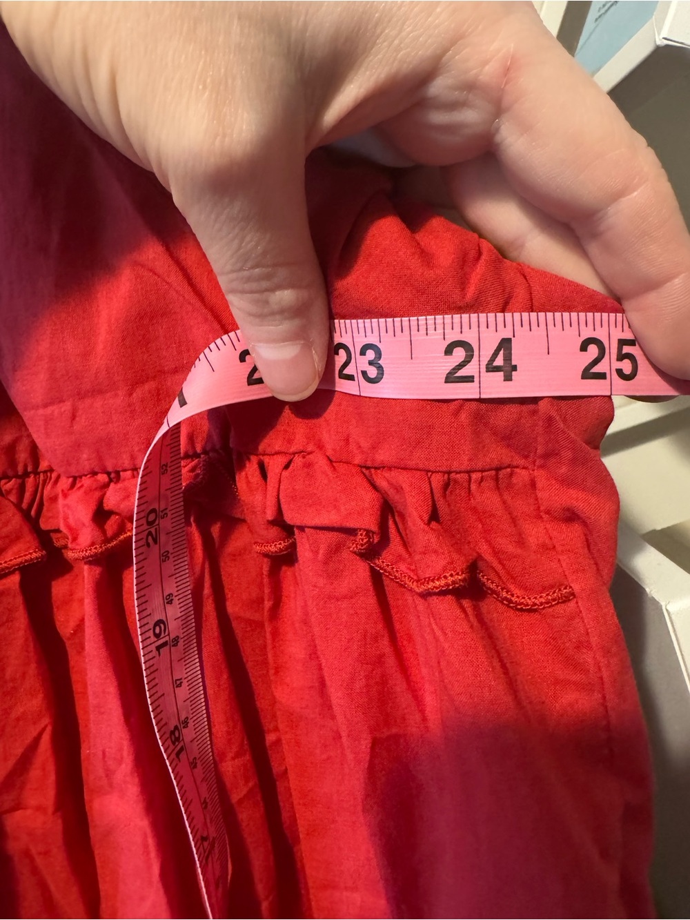 Red Ruffle Button-Front Peasant Blouse - Picture 12 of 12